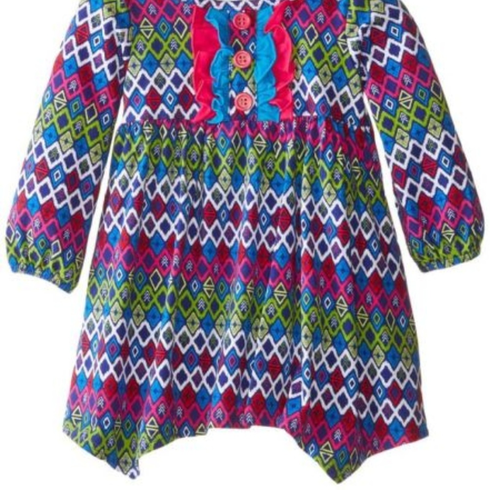 Bonnie Jean Tribal Print Long Sleeve Knit Dress 3T - Picture 5 of 6